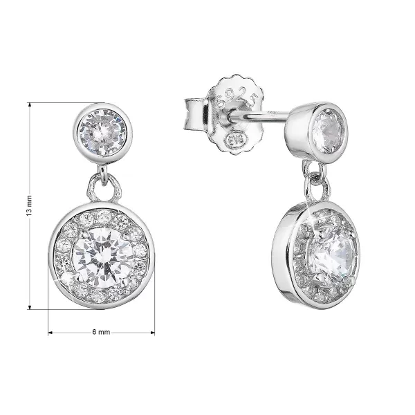 Strieborné náušnice visiace guľaté so zirkónmi 11429.1