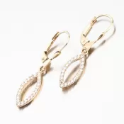 Zlaté visiace náušnice so zirkónmi 12-705