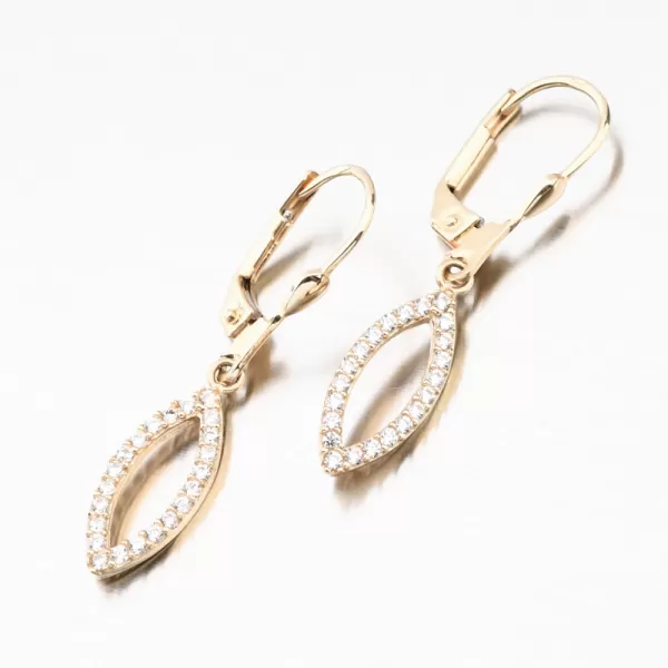 Zlaté visiace náušnice so zirkónmi 12-705