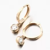 Dámske náušnice žlté zlato 585 zirkón krúžky 12-699