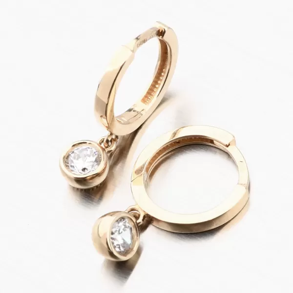 Dámske náušnice žlté zlato 585 zirkón krúžky 12-699