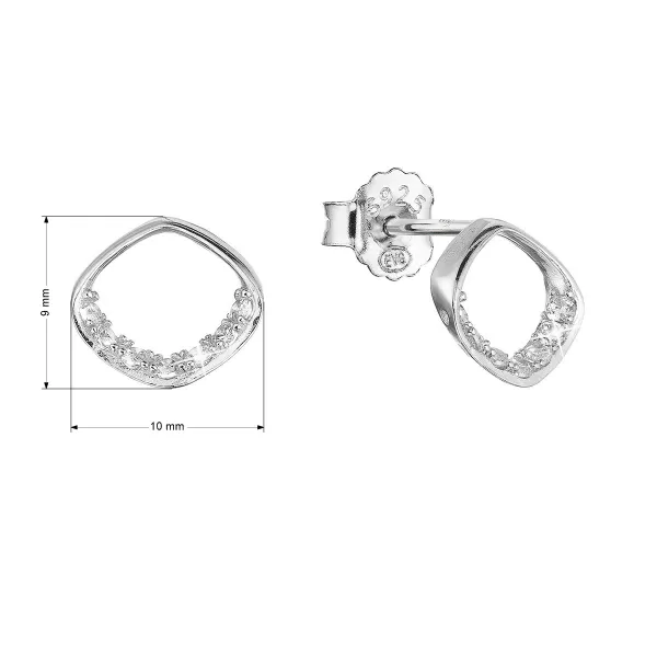 Strieborné náušnice kôstky kosoštvorec so zirkónmi 11424.1