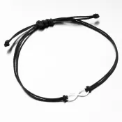 Náramok z čierneho povrázku so zlatým symbolom nekonečno LT14-001-B