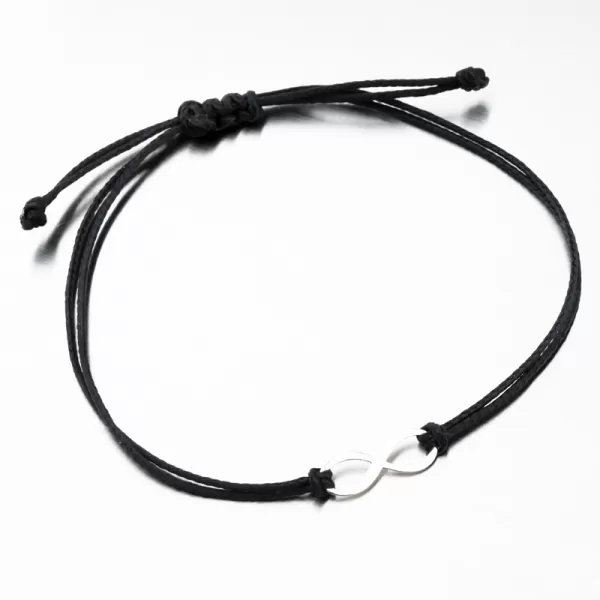 Náramok z čierneho povrázku so zlatým symbolom nekonečno LT14-001-B