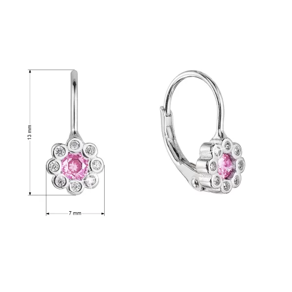 Strieborné náušnice detské kvietky so zirkónmi 11476.3 rose