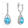 Strieborné náušnice visiace slzy s modrým zirkónom 11480.3 aqua