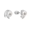 Strieborné náušnice kôstky s riečnou perlou a zirkónmi vír biely 21091.1B