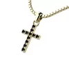 Prívesok - krížik s čiernymi briliantmi 140018-02-ZL-Black-DIA