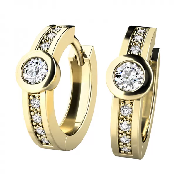 Dámske náušnice žlté zlato 585/1000 prírodný diamant 0,248 ct G/SI kruhy 10968-ZL-DIA