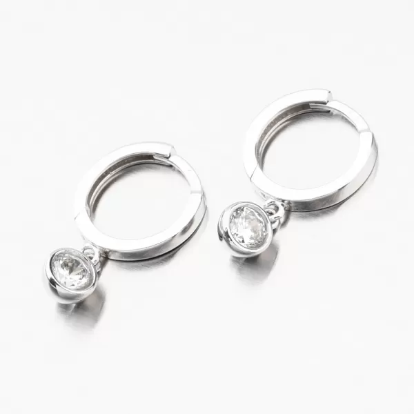 Dámske náušnice biele zlato 585 zirkón krúžky 12-686