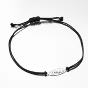 Náramok z čierneho povrázku s nápisom Love z bieleho zlata LT14-009-B