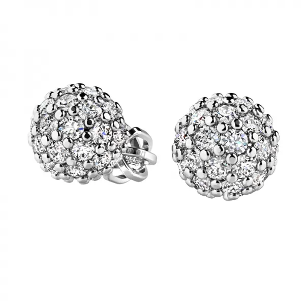 Zlaté náušnice - guličky s diamantmi 10971-NS-B-DIA