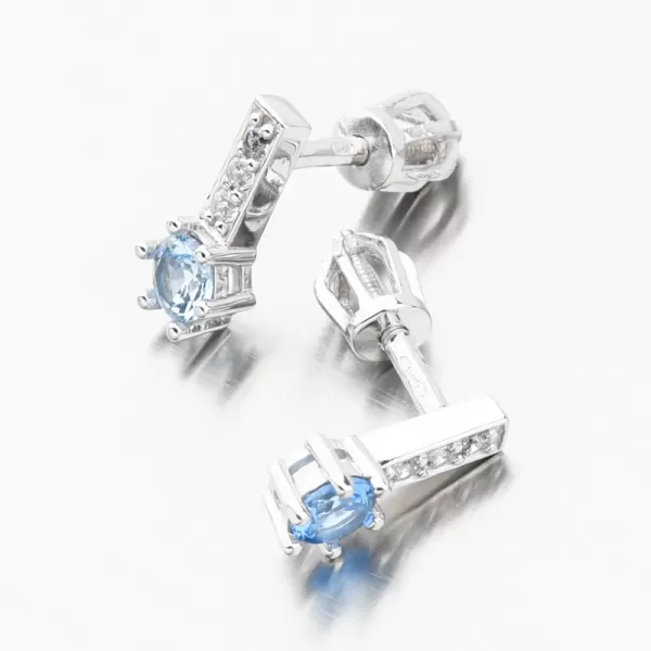 Dámske náušnice biele zlato 585 zirkón akvamarín a 52GZ-8057-B-AKVA