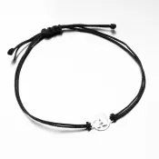 Náramok z čierneho povrázku s písmenom A z bieleho zlata LT14-006B-A