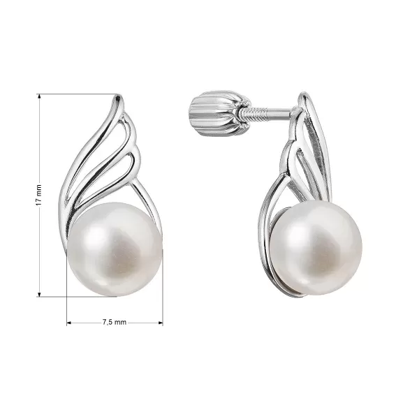 Strieborné náušnice kôstky s riečnou perlou bielej 21093.1B