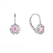 Strieborné náušnice detské okrúhle so zirkónmi 11474.3 rose