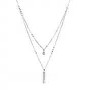 Strieborný náhrdelník gulička a úzky obdĺžnik so zirkónmi biely 12057.1 crystal