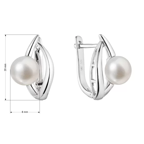 Strieborné náušnice visiace s riečnou perlou bielej 21100.1B