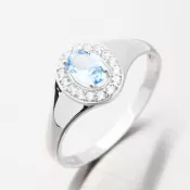 Dámsky prsteň z bieleho zlata 585 zirkón akvamarín a 51GZ-8055-B-AKVA