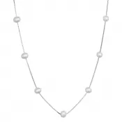 Strieborný náhrdelník s oválnymi riečnymi perlami na retiazke 22043.1