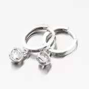 Dámske náušnice biele zlato 585 zirkón krúžky 12-686