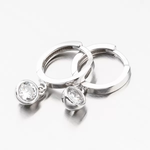 Dámske náušnice biele zlato 585 zirkón krúžky 12-686