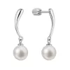 Strieborné náušnice visiace s guľatou riečnou perlou bielej 21095.1B