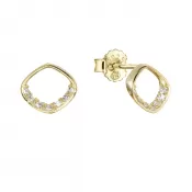 Pozlátené strieborné náušnice kôstky kosoštvorec so zirkónmi 11424.1