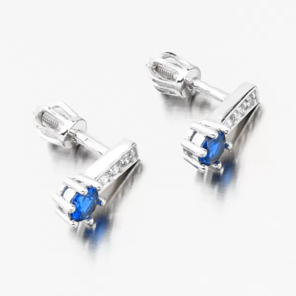 Dámske náušnice biele zlato 585 zirkón zafír a 52GZ-8057-B-SAF