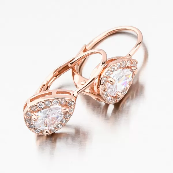 Ružovo pozlátené strieborné náušnice so zirkónmi UCST-122231