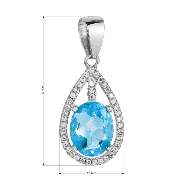 Strieborný prívesok slza modrý zirkón 14034.3 aqua