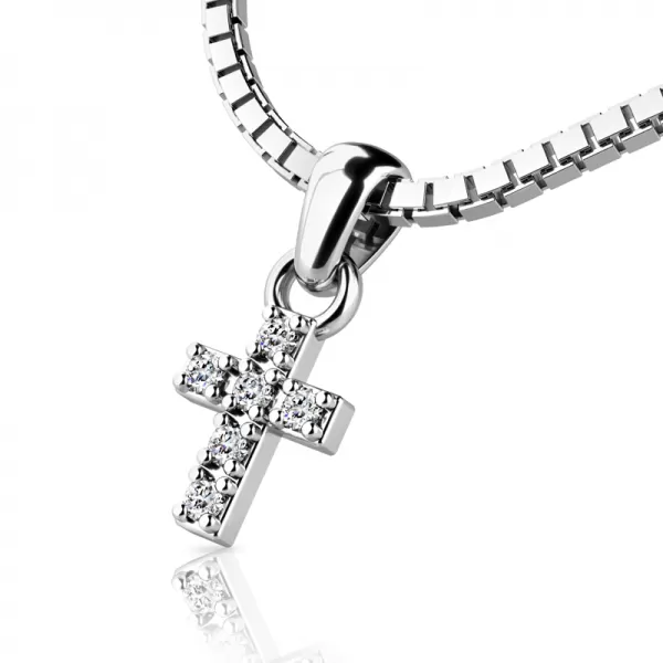 Prívesok - krížik s briliantmi 140027-B-DIA