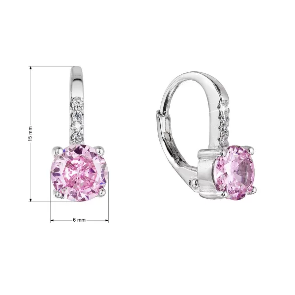 Strieborné náušnice detské okrúhle so zirkónmi 11478.3 rose