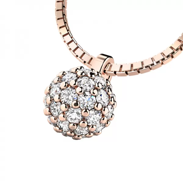 Zlatý náhrdelník s guličkou posiatu diamantmi 10971-NH01-CV