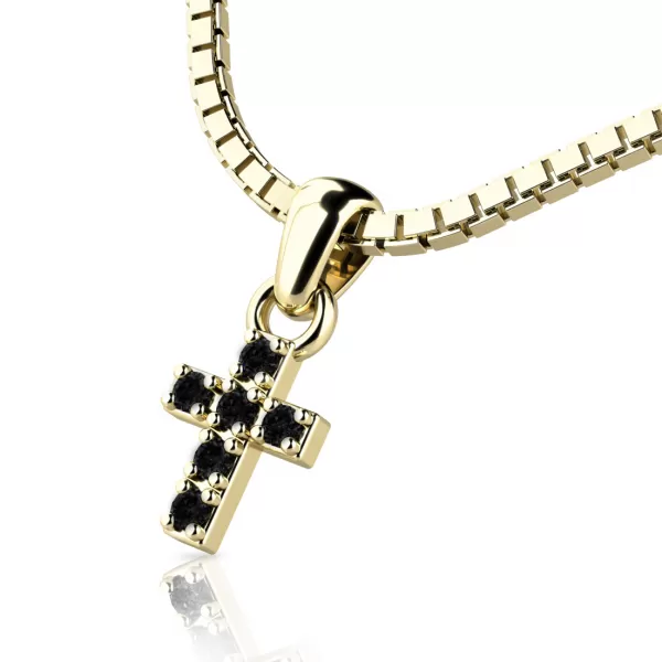 Prívesok - krížik s čiernymi briliantmi 140027-ZL-Black-DIA