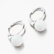 Strieborné náušnice s bielym opálom UCST-121745
