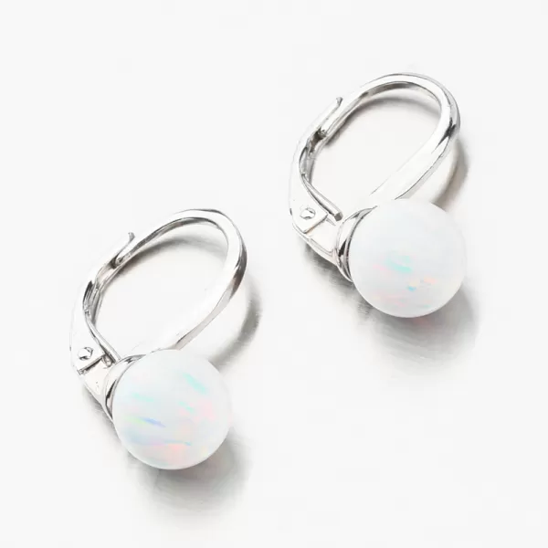 Strieborné náušnice s bielym opálom UCST-121745