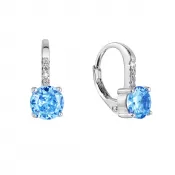 Strieborné náušnice detské okrúhle so zirkónmi 11478.3 aqua