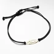 Náramok z čierneho povrázku so zlatým nápisom Love LT14-009-ZL