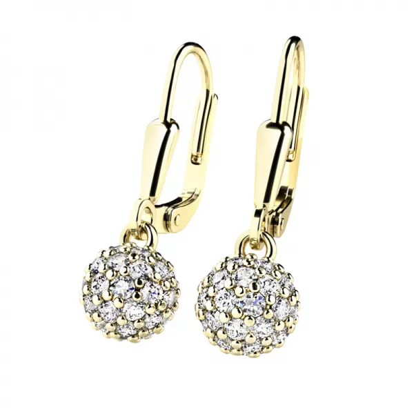 Zlaté visiace guličky s diamantmi 10971-KL-ZL-DIA