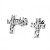 Zlaté náušnice - krížiky so zirkónmi 140026-B-ZIR