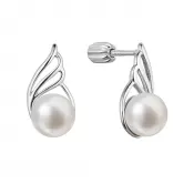 Strieborné náušnice kôstky s riečnou perlou bielej 21093.1B