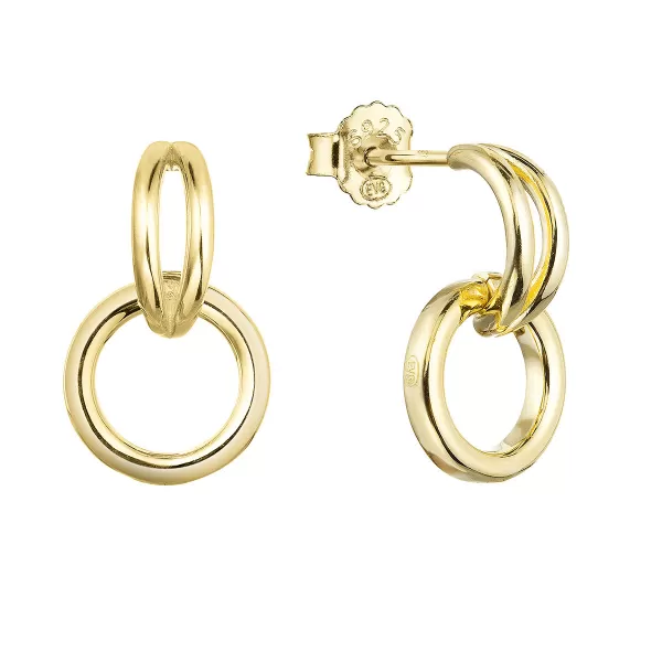 Pozlátené strieborné náušnice visiace krúžky 61016