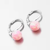 Strieborné náušnice s ružovým Opal UCST-121746