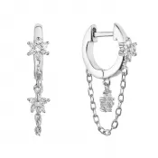 Strieborné náušnice krúžok a retiazka s kvietkami 11435.1 crystal