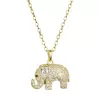 Pozlátený strieborný náhrdelník slon s bielymi zirkónmi 12060.1