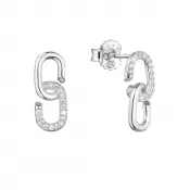 Strieborné náušnice visiace očká so zirkónmi 11439.1 crystal