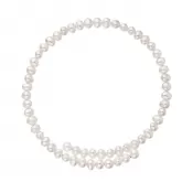 Strieborný náramok bielej riečnej perličky na pamäťovom drôtiku 23020.1