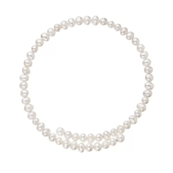 Strieborný náramok bielej riečnej perličky na pamäťovom drôtiku 23020.1