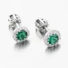 Dámske náušnice so smaragdom a zirkónmi biele zlato 52GZ-2745-B-SMAR